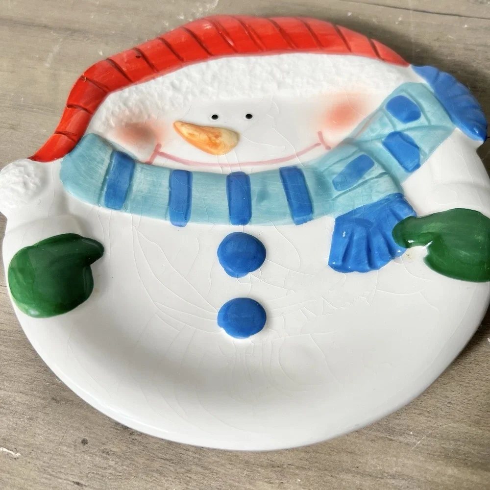 Vintage Snowman Christmas Plate Pacific Island Creations 6